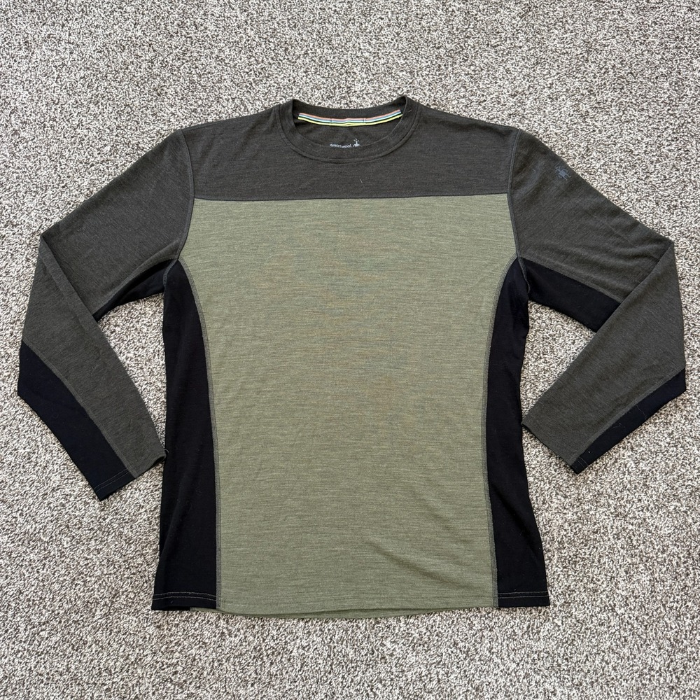 Smartwool Merino Wool Base Layer Shirt Men's Large L Thermal Classic Green